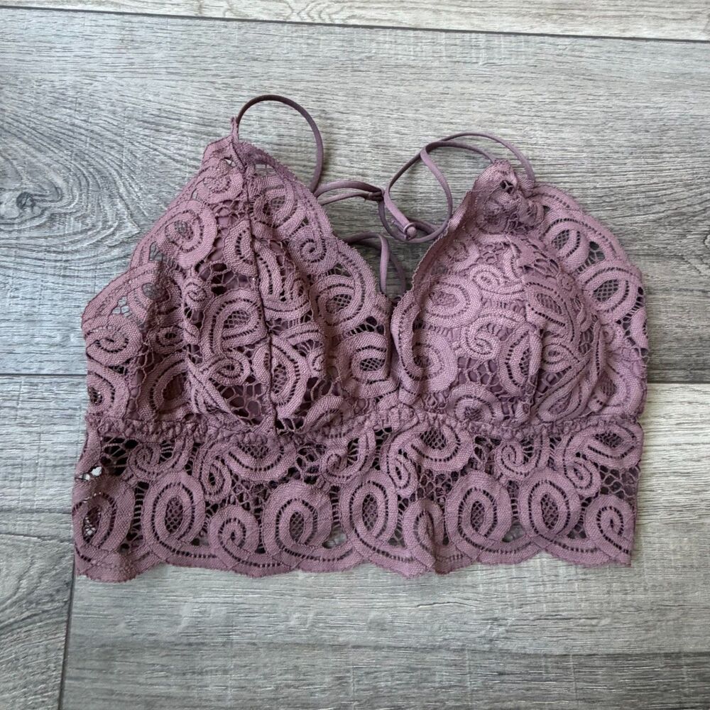Victoria Secret VictoriaPINK Bralette Lace Smocked Mauve Large/XL Feminine